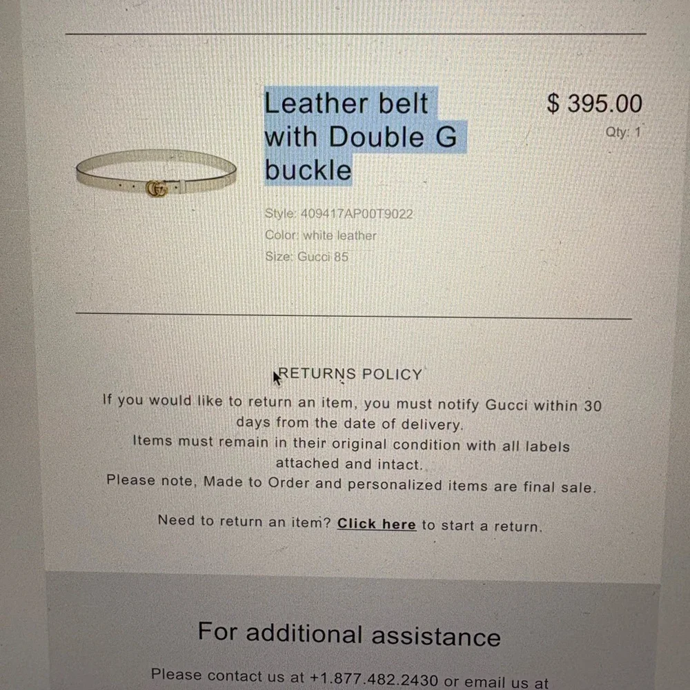 Gucci Gold and Cream Belt double G size 85 - Picture 4 of 4